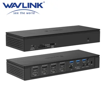 Wavlink Usb C Docking Station USB C 4K@60Hz Displaylink 2,5 G Ethernet 4xHDMI/Display Port 100W Adaptor de Încărcare Windows Mac USB