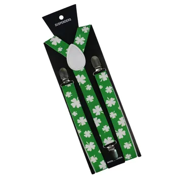 Winfox Moda Negru Verde Alb 2,5 cm Lățime Trifoi Bretele Pentru Femei Barbati