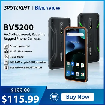 [World Premerie] Blackview BV5200 4G Telefon Robust 4GB, 32GB 5180mAh Smartphone Android rezistent la apă 12 Telefon Mobil ArcSoft Camere
