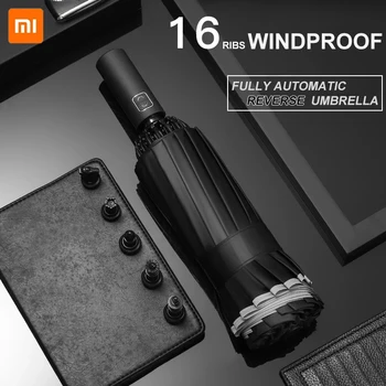 Xiaomi 16Ribs Bărbați Femei Umbrela Mare Windproof Benzi Reflectorizante Inversă Automată Umbrele de Soare, Ploaie de Afaceri de Lux Masina Trav
