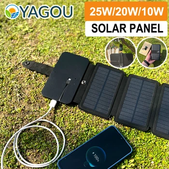 YAGOU Încărcător Solar Pliabil 25/20/10W Panou Solar cu Celule Soare Baterie de Ieșire USB de Încărcare Rapidă Dispozitive Portabile pentru Smartphone Mp4