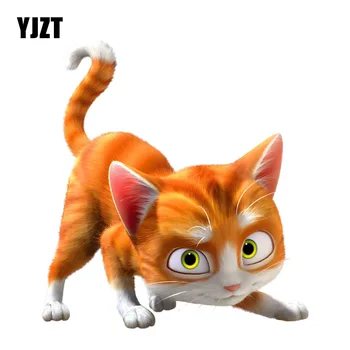 YJZT 15.2*16.5 cm Sari Pisica Portocalie Distractiv Decorare a Corpului Zero Acoperi Animal Autocolante Auto