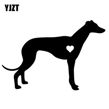 YJZT 16CM*10.8 CM Desene animate Styling Auto Greyhound Animale Auto Autocolant Negru/Argintiu C2-3166