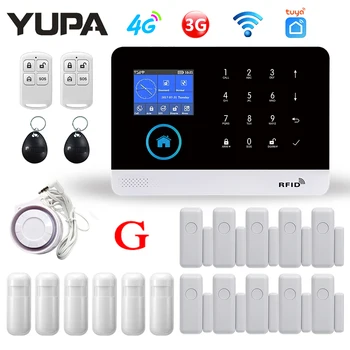 YUPA PG-103 4G 3G GSM Sistem de Alarma Tuya de Viață Inteligentă APP de Control de Alarmă de Securitate Acasă w/ Senzor PIR Senzor de Usa Smart Home Kit