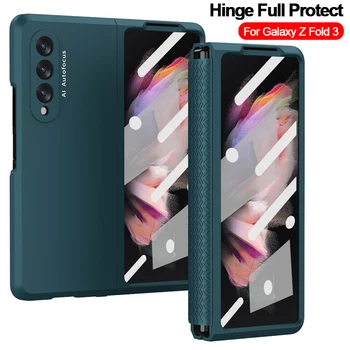 Z Fold 3 Balama Caz cu Ecran Frontal de Sticlă de Film pentru Samsung Galaxy Z Fold 3 2 5G de Caz Complet de Protecție din Plastic Dur Capacul Capa