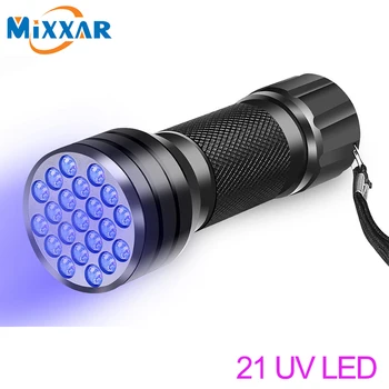 zk30 Lanterna UV 21LED 12LED Lumina UV 395-400 nm UV cu LED-uri Lanterne linterna lanterna Ultraviolete Negru Lumina lămpii