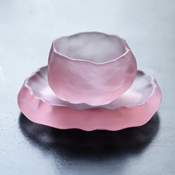 Șapte roz cupe cu lucrate manual din sticlă în stil Japonez prima zăpadă master cup roz cesti de ceai Kung Fu cupe