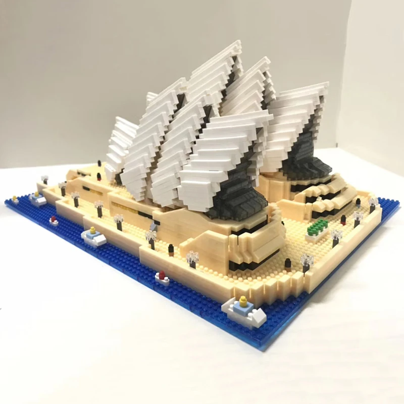 PZX 9916 Lume Arhitectură Sydney Opera House theatre Ocean Nava 3D Mini Diamond Blocuri Caramizi de constructie de Jucarie pentru Copii fără Cutie 4