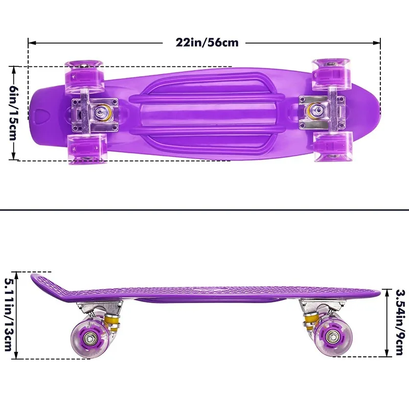 Jusenda Skateboard 22in Copii Scooter Penny Board Mini Longboard Banana Pastelate Skate Bord Intermitent Roți de Camion Rulmenti 5