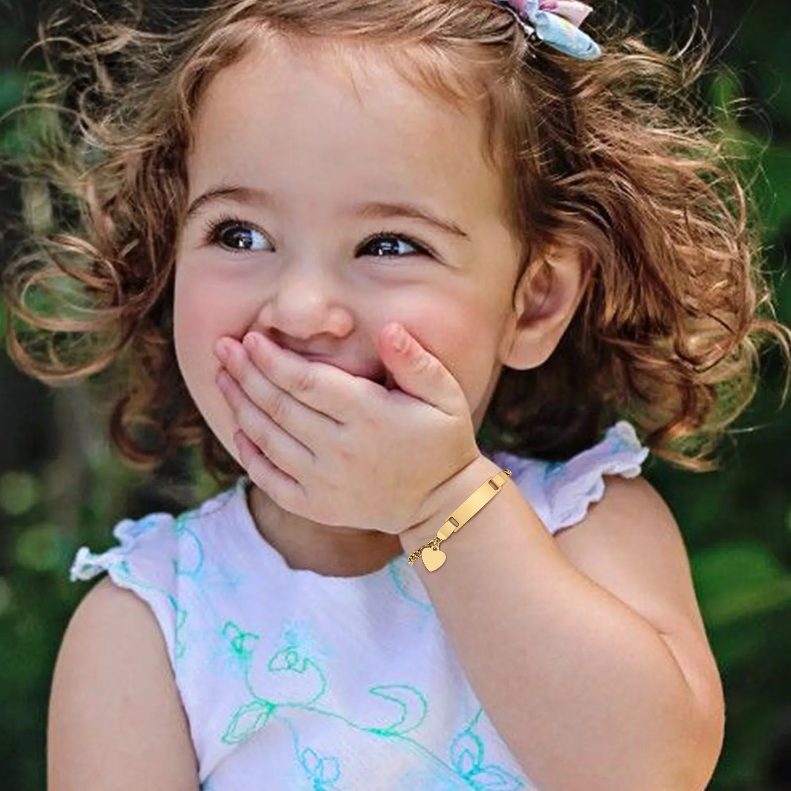 Persoanlized Copil Personalizate cu Numele Inima Brățară din Oțel Inoxidabil Figaro de Link-ul Lanț Reglabil,Gravate Cadou pentru Copil, Băiat, Fată 1