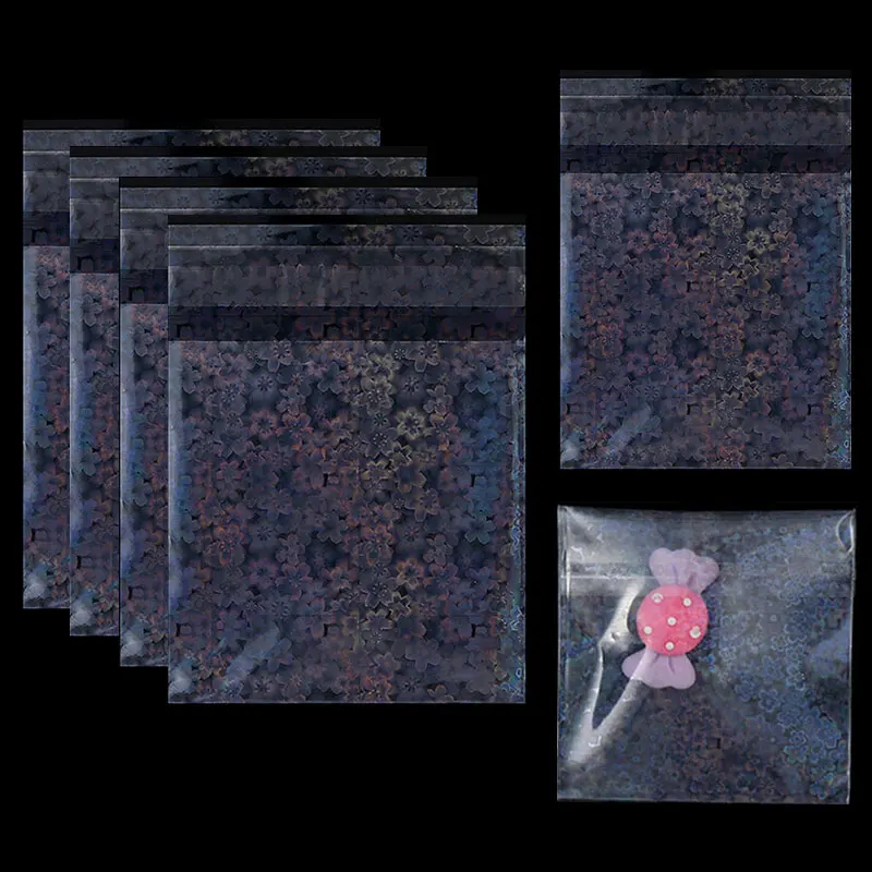 50pcs de Plastic Transparent, Ambalaje Holografic Flash Punga de Celofan DIY autoadezive Pungă de Bomboane Pungi pentru Afișare Bijuterii 0