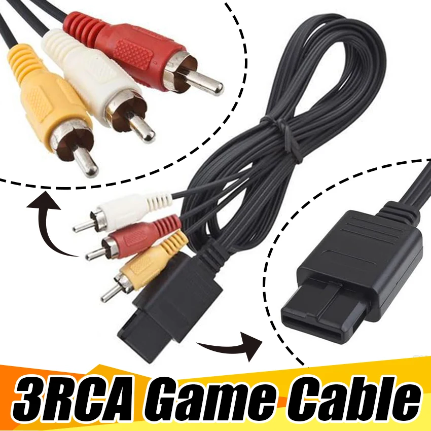 6ft 1,8 M Pentru Nintendo 64 Audio Video TV Cablu AV Cablu cu 3 RCA pentru Nintend GameCube SNES N64 Joc Cube Accesorii 1