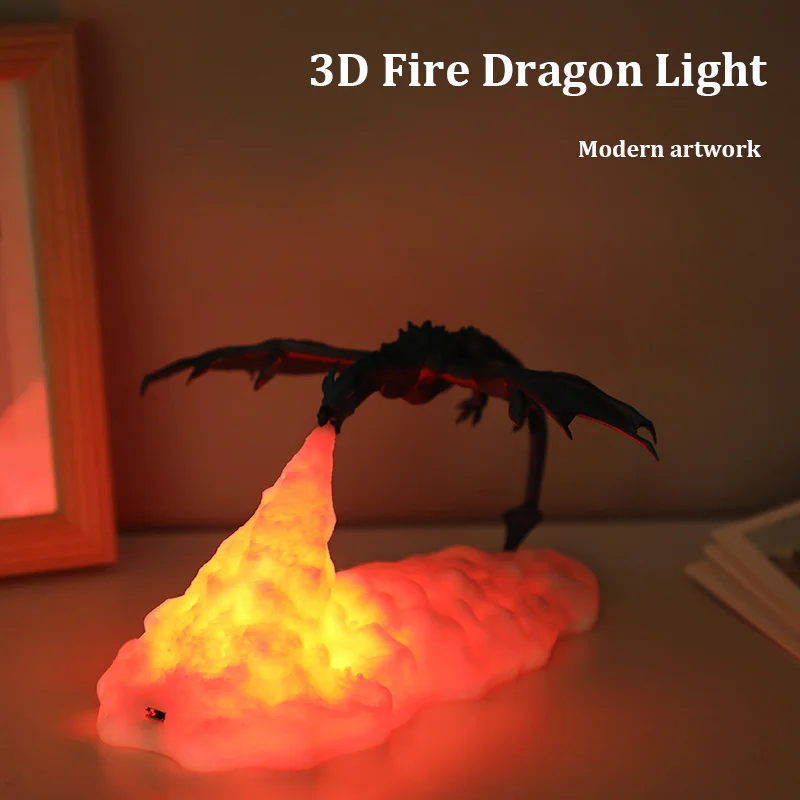 Imprimate 3D Dragon Lumina de Noapte LED-uri Lămpi de Noapte pentru Acasă cele mai Bune Cadouri pentru Copii de uz Casnic Produse de Foc Dragon Dragon de Gheață Decorative 0