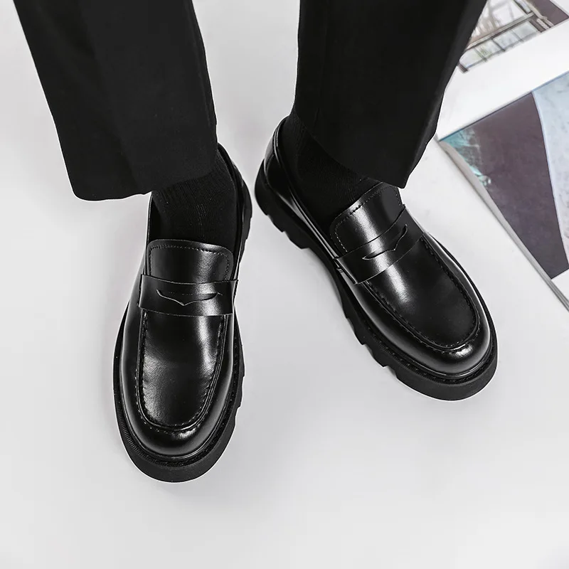Oamenii Harajuku Om Din Coreea De Pantofi Din Piele De Moda Streetwear Business Casual Platforma Groasa Din Piele Nunta Bărbați Mocasini Pantofi 3