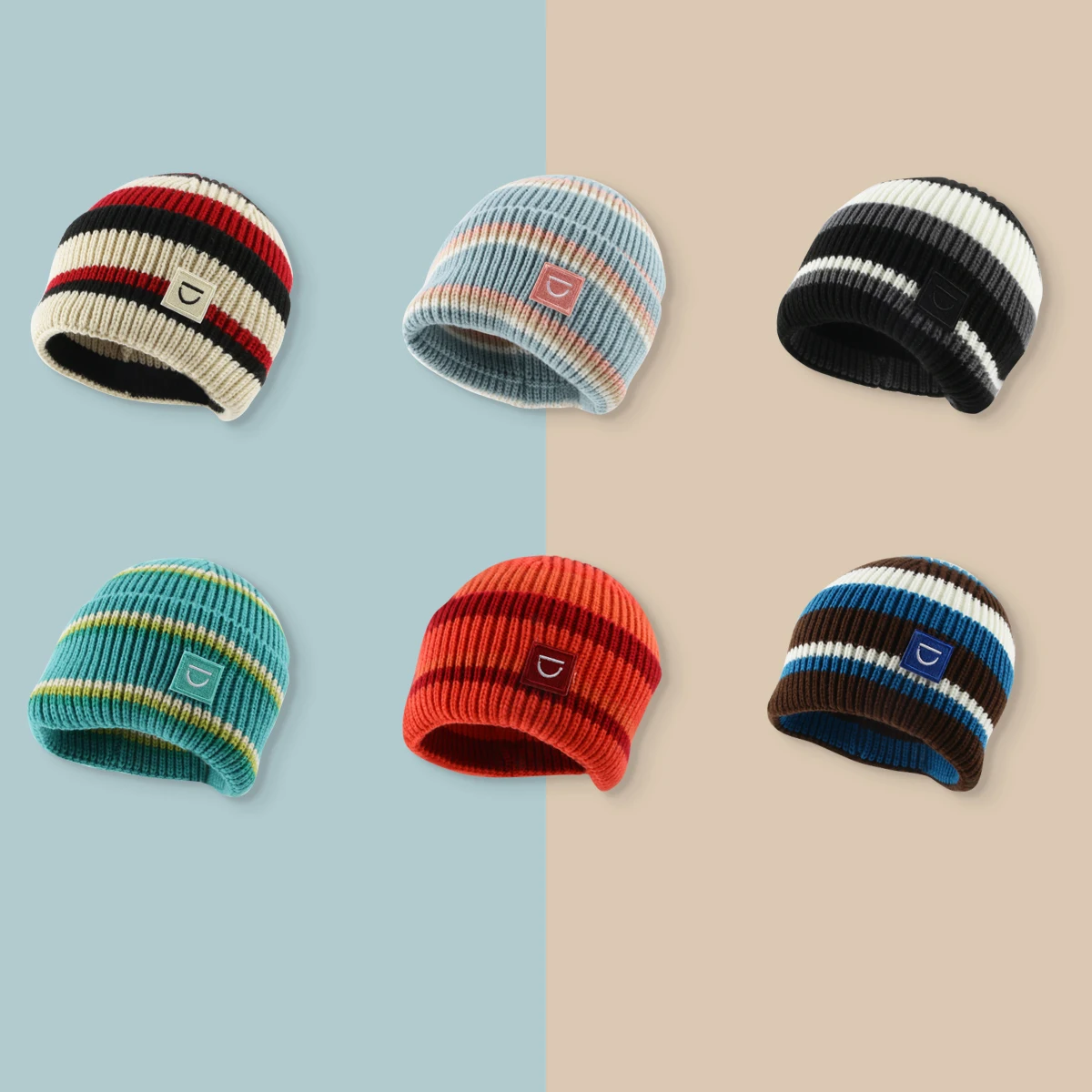 2022 Curcubeu Striped Beanie Pentru Femei Smiley Eticheta de Potrivire Pălărie de Lână Tricot Bonete de Iarna Barbati Cald Chelioși Pălărie Gorros 5