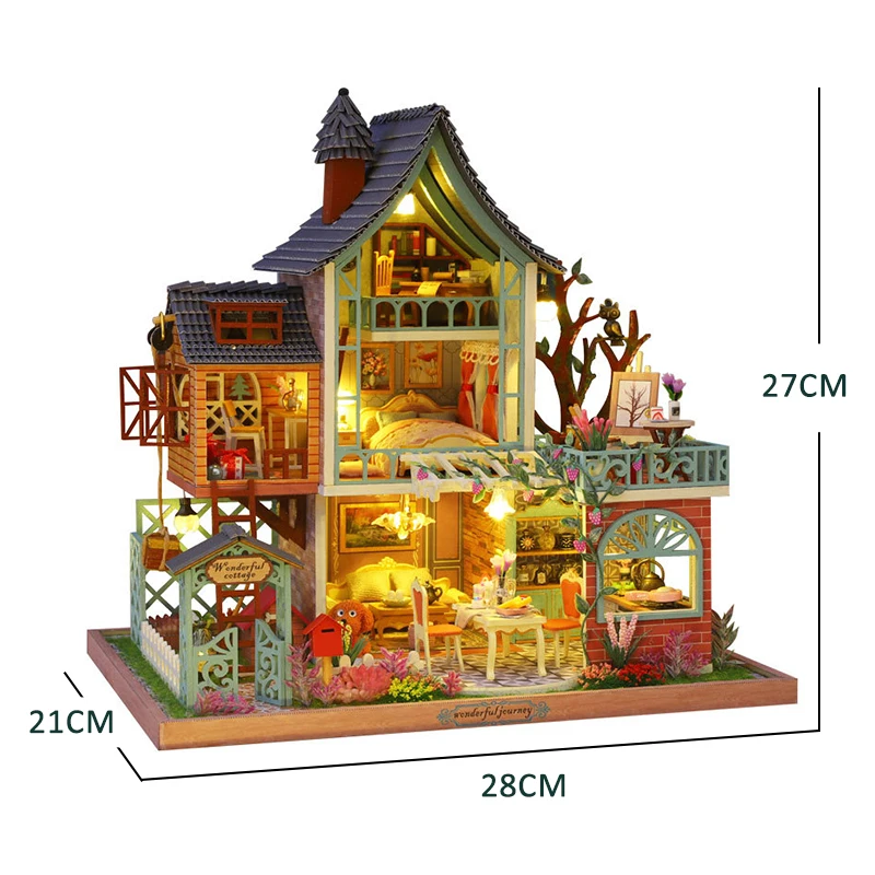 Mare Casă De Păpuși Diy Miniatură Kit De Case Mici Roombox Junglă Vila Din Lemn, Mobilier Casa Papusa De Constructii Model Asamblat Jucarii Si Cadouri 5