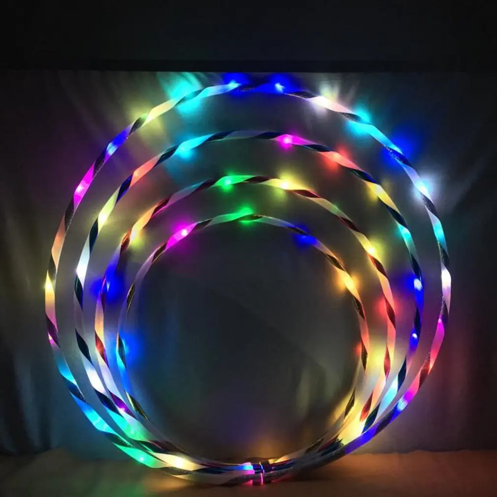 LED Detașabil 8 Secțiuni Stralucitoare Pe Materiale Incandescente Sport Cerc Multicolor Hoop Copii Adult Pierde în Greutate Jucărie 3