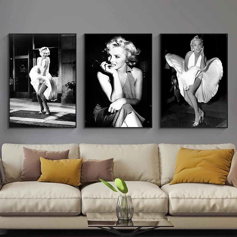 Celebra Marilyn Monroe Alb-Negru de Epocă Panza Pictura Postere si Printuri de Arta de Perete Imaginile pentru Camera de zi Decor Acasă 0