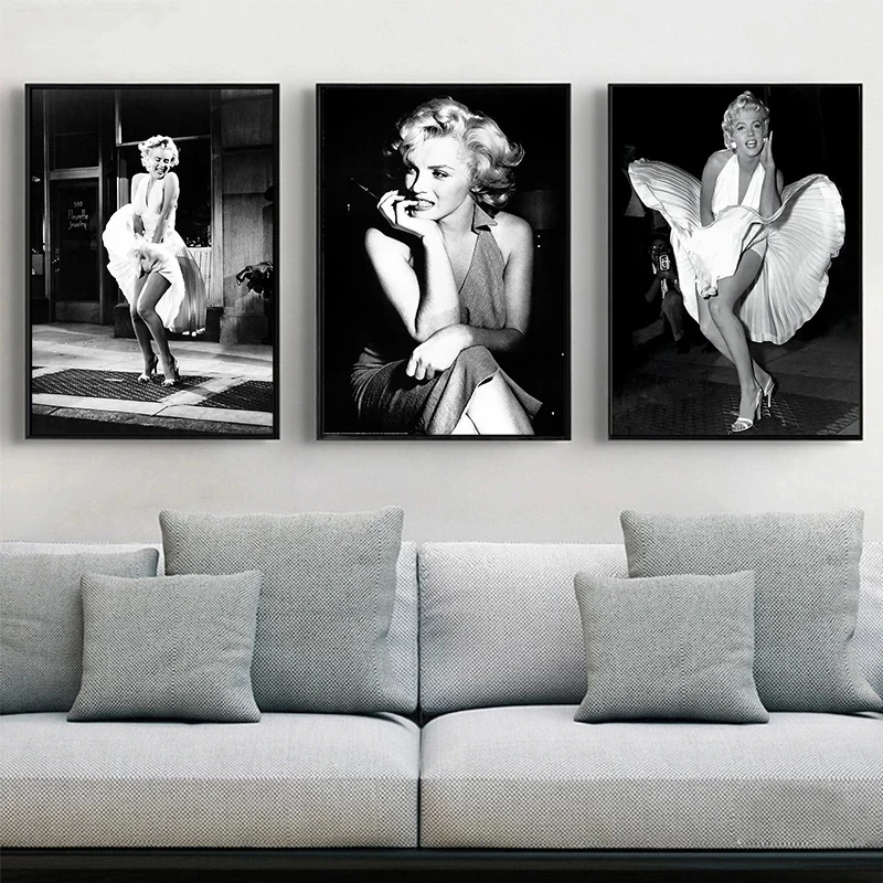 Celebra Marilyn Monroe Alb-Negru de Epocă Panza Pictura Postere si Printuri de Arta de Perete Imaginile pentru Camera de zi Decor Acasă 2