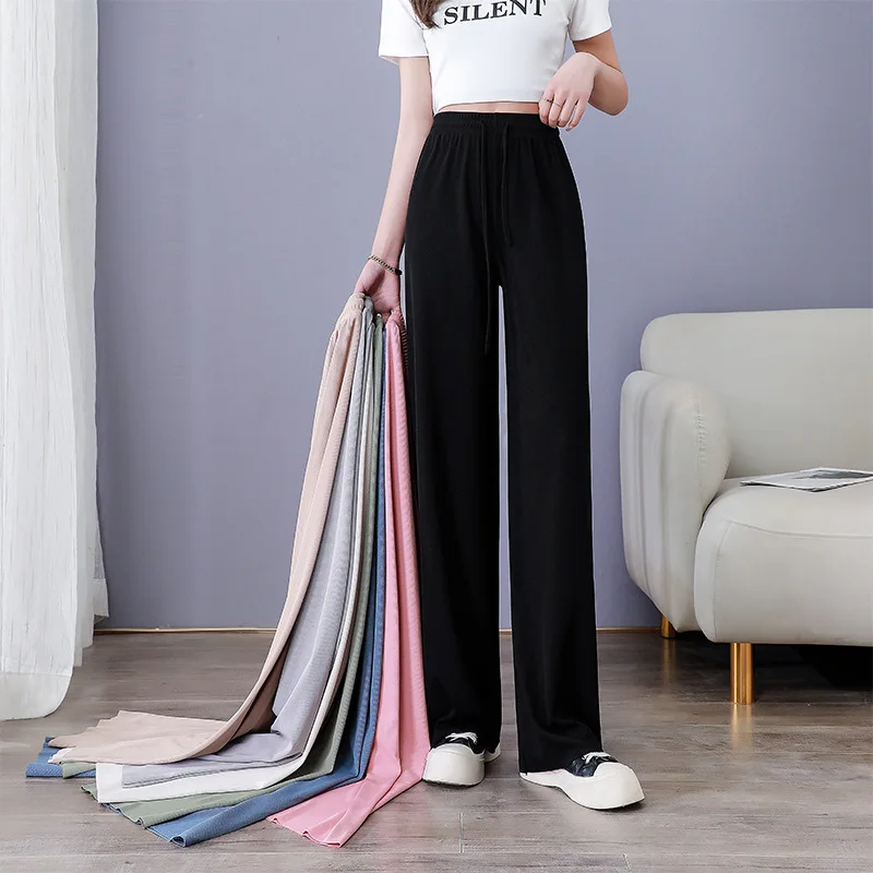 Pantaloni largi pentru Femei de Îmbrăcăminte de Primăvară și de Vară Noi de Portiere de Mari Dimensiuni Vrac Matase de Gheață coreean Student al Nouălea Pantaloni Casual Șifon 1