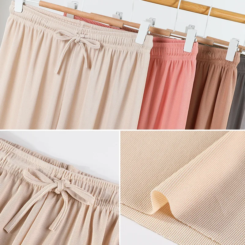 Pantaloni largi pentru Femei de Îmbrăcăminte de Primăvară și de Vară Noi de Portiere de Mari Dimensiuni Vrac Matase de Gheață coreean Student al Nouălea Pantaloni Casual Șifon 3