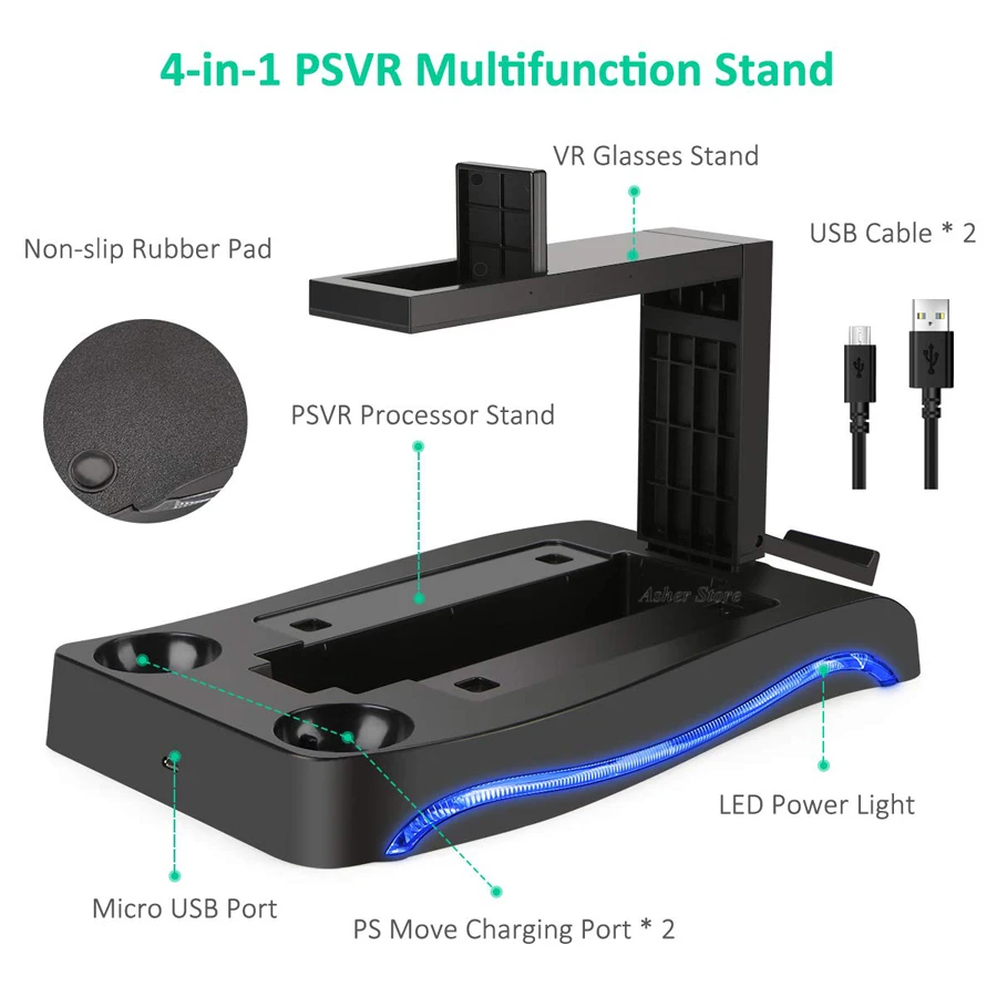 PS4 PS VR Încărcare Suport de Stocare a Muta Controler Încărcător Stație de Cască Procesor Vitrina pentru Playstation VR PSVR CUH-ZVR2 3
