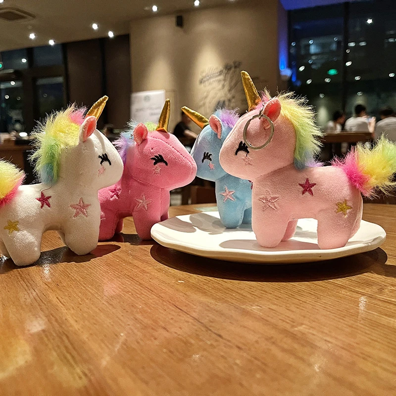 1buc Pluș Unicorn Breloc Drăguț Dolofan Stele Colorate de Par Model de Păpușă Jucărie Pandantiv Sac de Ornament Fata Cadou Surpriza Smile 4