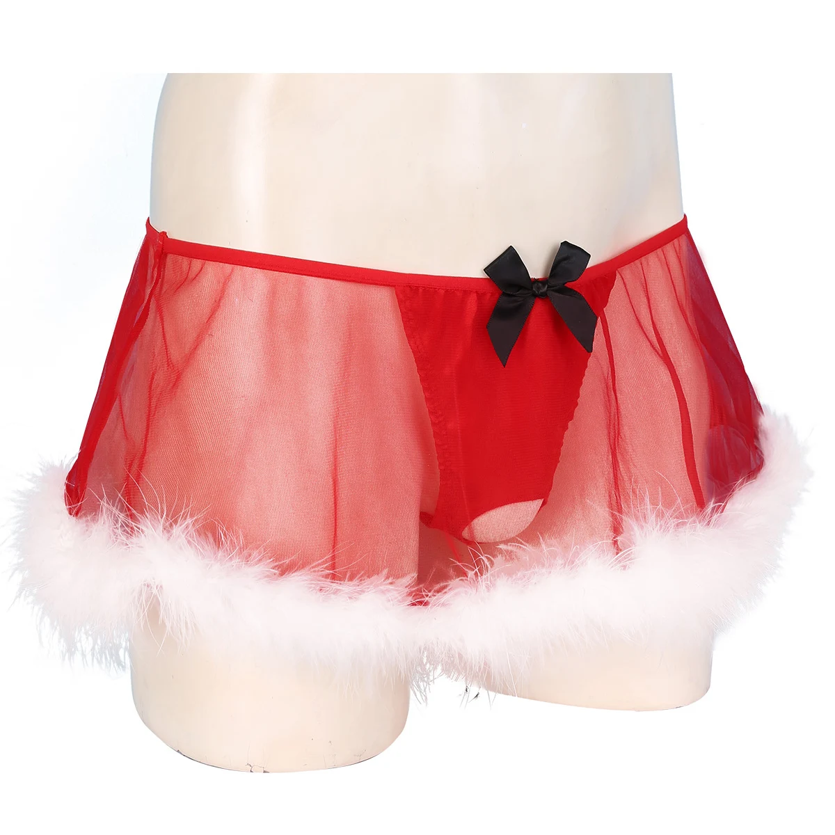Crăciun Lenjerie Barbati Lenjerie de corp Sissy Mos craciun pentru Copii Chiloți Roșii Transparente Sexy Boxeri cu Penisul Gaura Gay Pene Pantalon Fusta 3