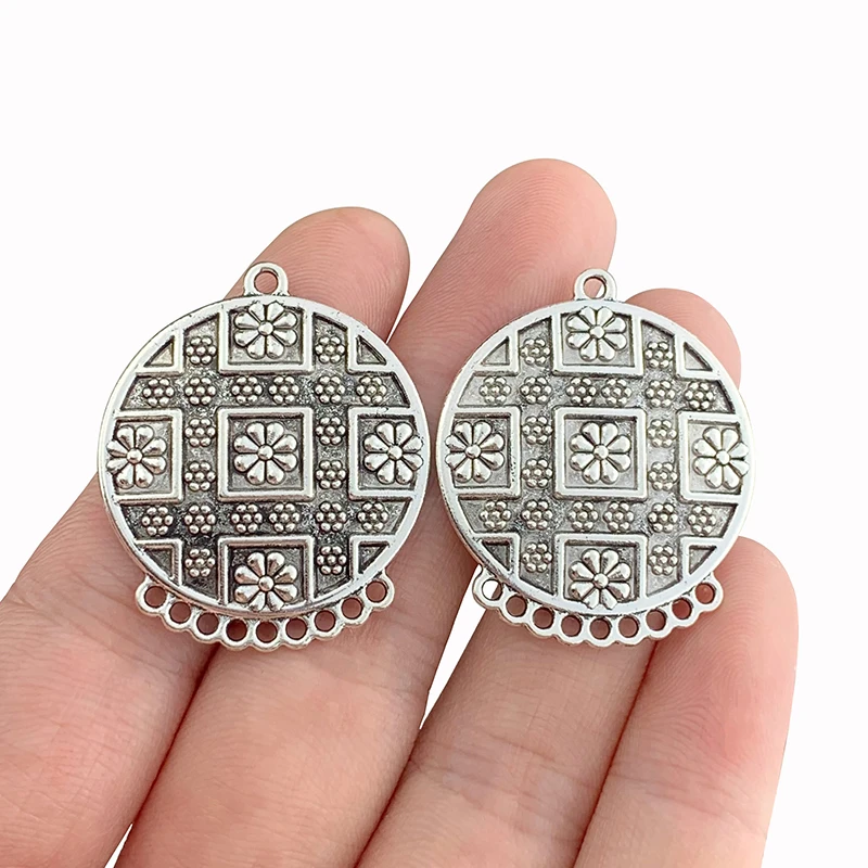ZXZ 10buc Argint Tibetan Boho Metal Cercei Candelabru Conectori Farmece Pandantive Bijuterii Constatările 29x35mm 1