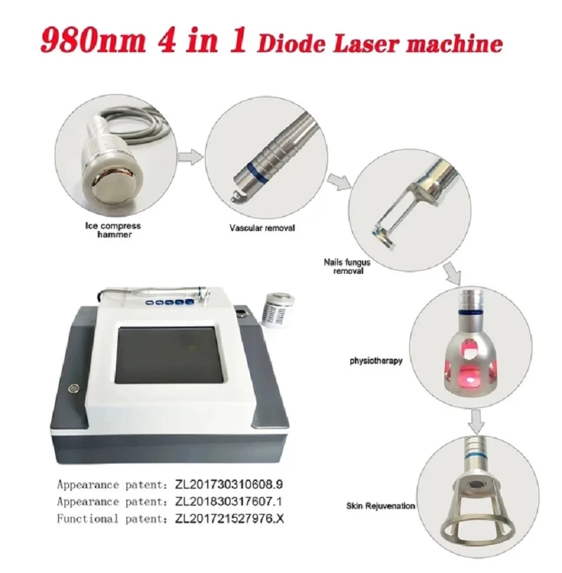 4 în 1 980 nm Dioda Laser Pentru Piele Fungice Infecție Imagini Vasculare Vene Îndepărtarea cu Laser Terapie Fizică Dispozitiv-074 0
