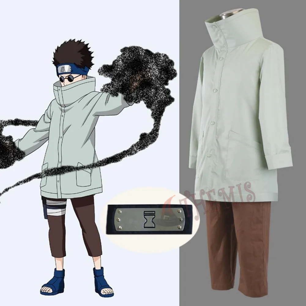 Athemis Anime Costum Aburame Shino Costume Cosplay Confortabile, Lejere Haine cu Negru Bentita Cadou 1