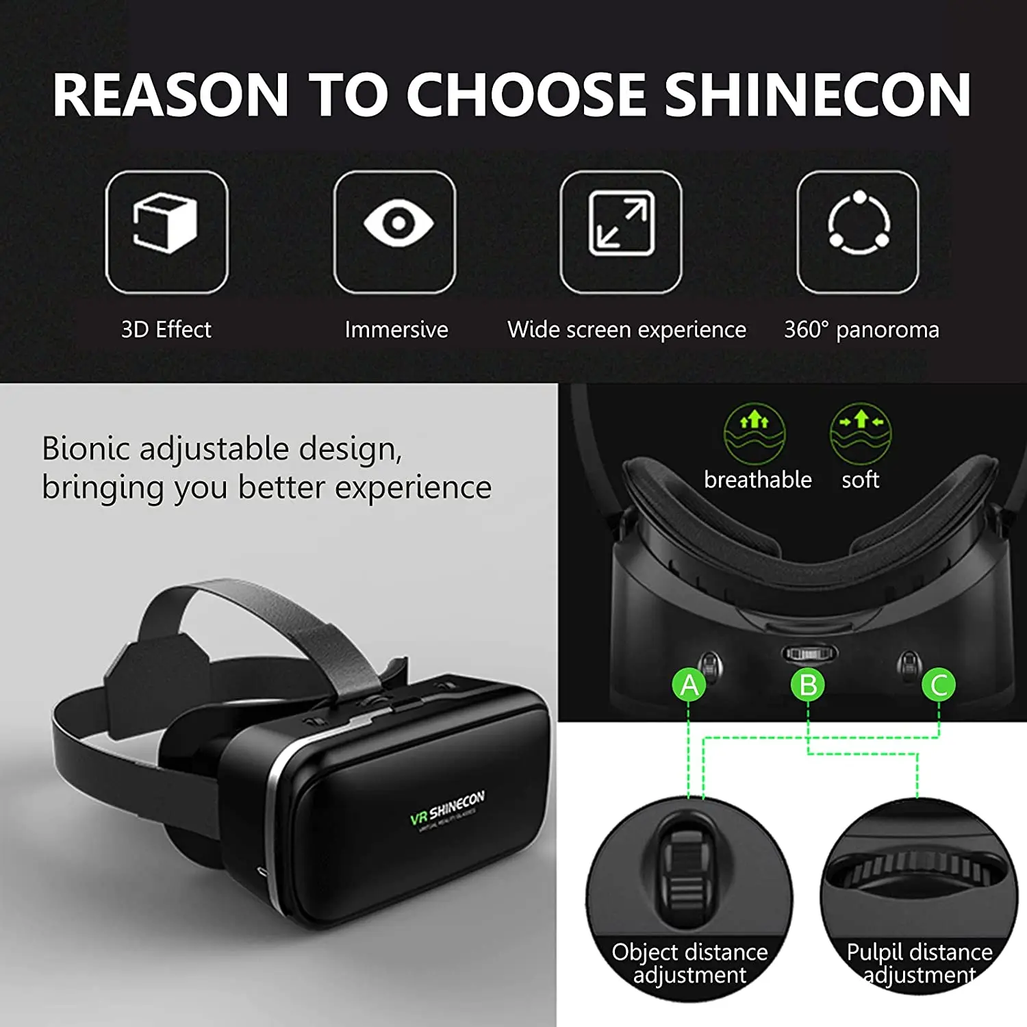 VR Shinecon Iubitorii de Joc G04E Ochelari 3D Film Video de 4.7-6.53 inci Casca de Realitate Virtuala Carton Smartphone 3D Ochelari VR 4