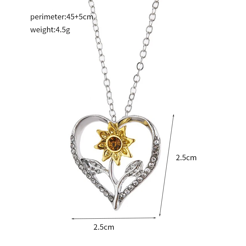 Moda Inima De Cristal Colier Romantic Soare Flori Pandantiv Colier Cu Lanț Lung Femei Colier Statement Din Metal Tubular D 1