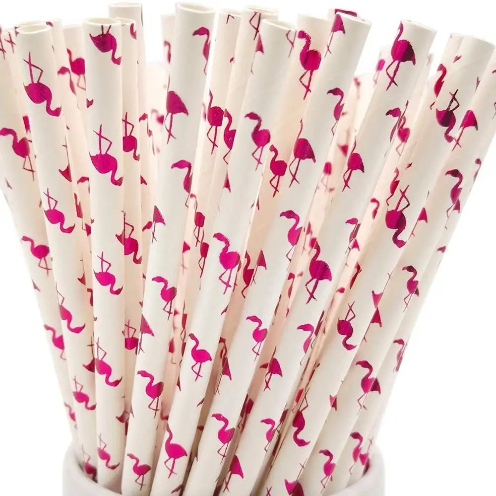 200 buc Roz Flamingo Hârtie de Paie Vrac-Albastru de Ananas, Frunze Roz Dejucat de Vară Tropical Nunta de Partid Luau de Băut Consumabile 4
