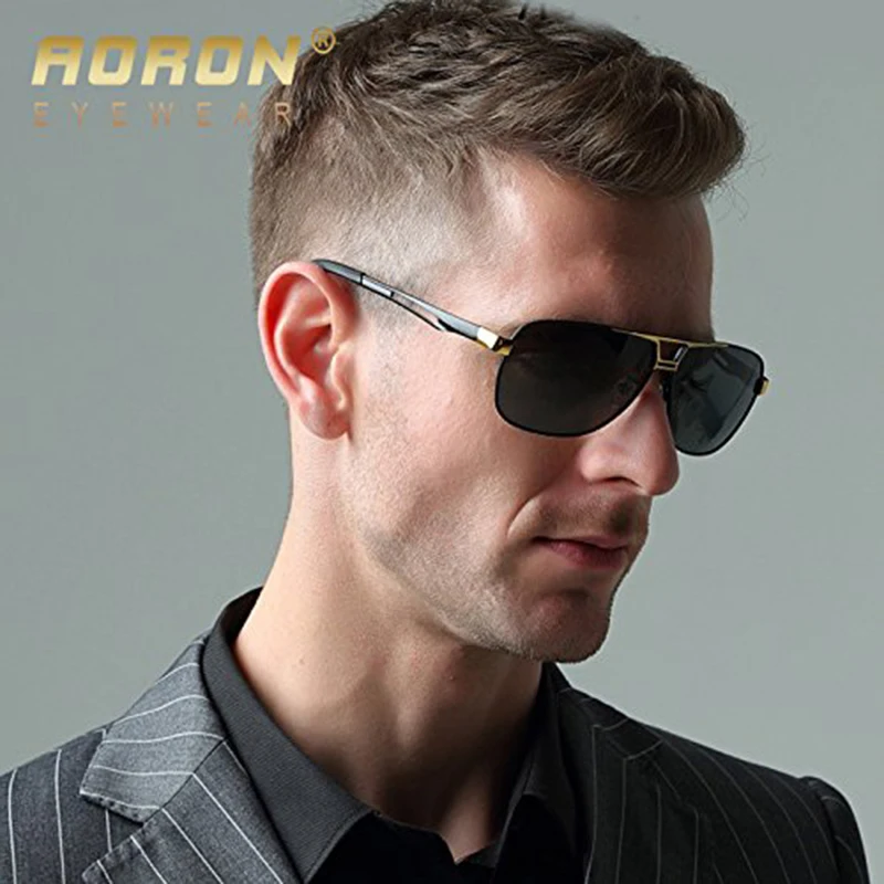AORON ochelari de Soare Polarizati pentru Barbati ochelari de Soare UV400 Rama de Aluminiu Design de Lux Masculin ochelari de Soare Anti-Reflexie 1