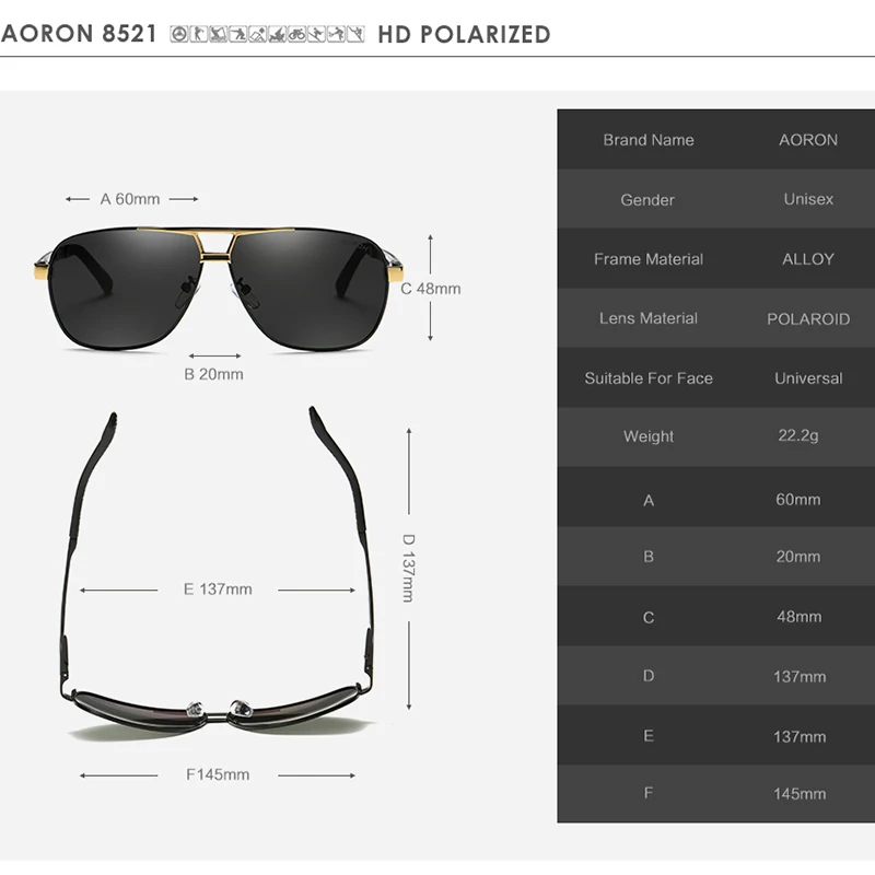 AORON ochelari de Soare Polarizati pentru Barbati ochelari de Soare UV400 Rama de Aluminiu Design de Lux Masculin ochelari de Soare Anti-Reflexie 3