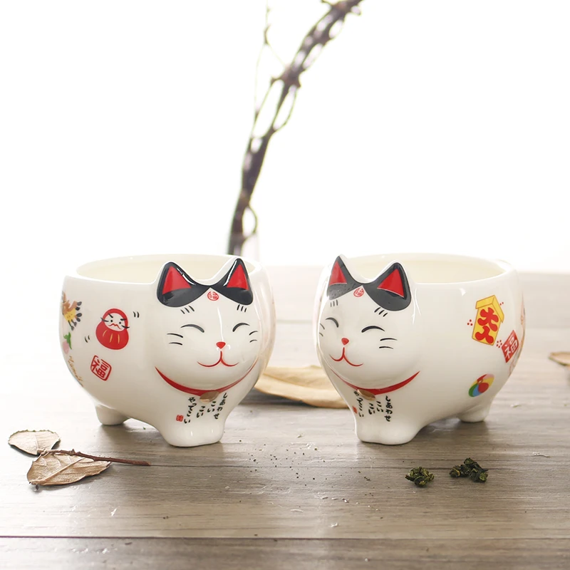 Creative Maneki Neko Ceramice Ceașcă de Ceai Oală cu Filtru Minunat Plutus Pisica Cana Ceainic Japonez Drăguț Pisică Norocos Set de Ceai de Portelan 2