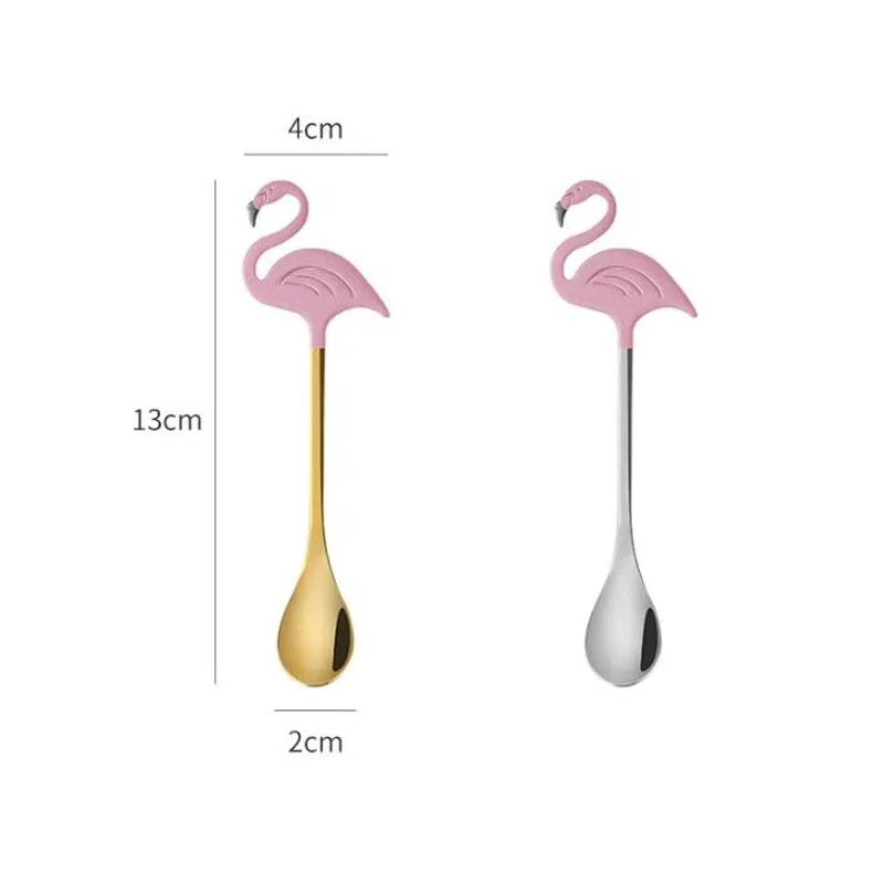 Din Oțel inoxidabil Flamingo Coffee Scoop Tacamuri inghetata Lingurite Amestecand Potabilă Instrumente Consumabile Partid decorative lingurita 5