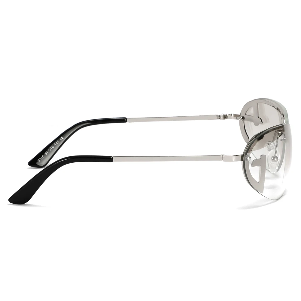 Peekaboo metal jumătate rama ochelari pentru barbati uv400 fără ramă de ochelari de soare pentru femei vintage maro argint oval ochelari de 2023 de sex masculin fierbinte de vânzare 2
