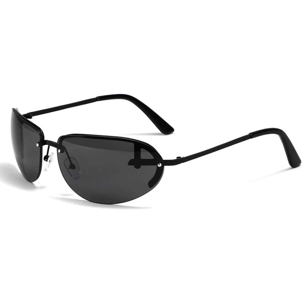 Peekaboo metal jumătate rama ochelari pentru barbati uv400 fără ramă de ochelari de soare pentru femei vintage maro argint oval ochelari de 2023 de sex masculin fierbinte de vânzare 3