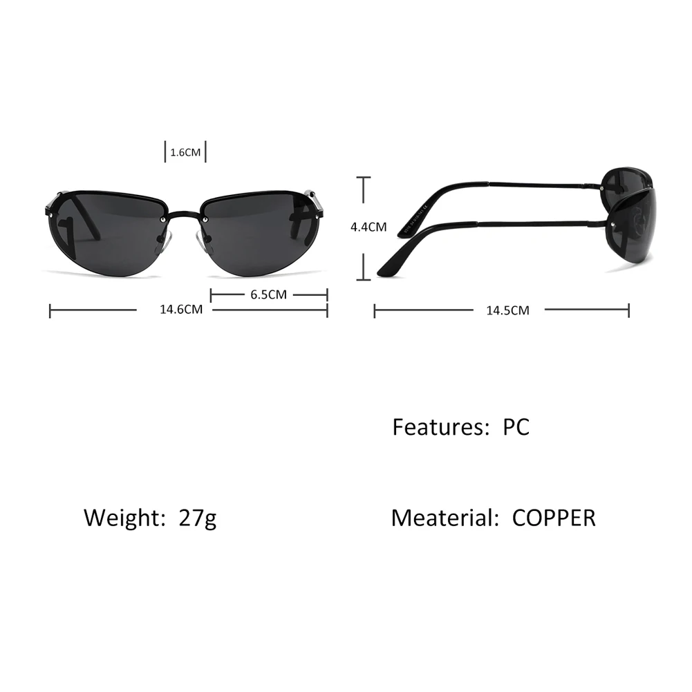 Peekaboo metal jumătate rama ochelari pentru barbati uv400 fără ramă de ochelari de soare pentru femei vintage maro argint oval ochelari de 2023 de sex masculin fierbinte de vânzare 5