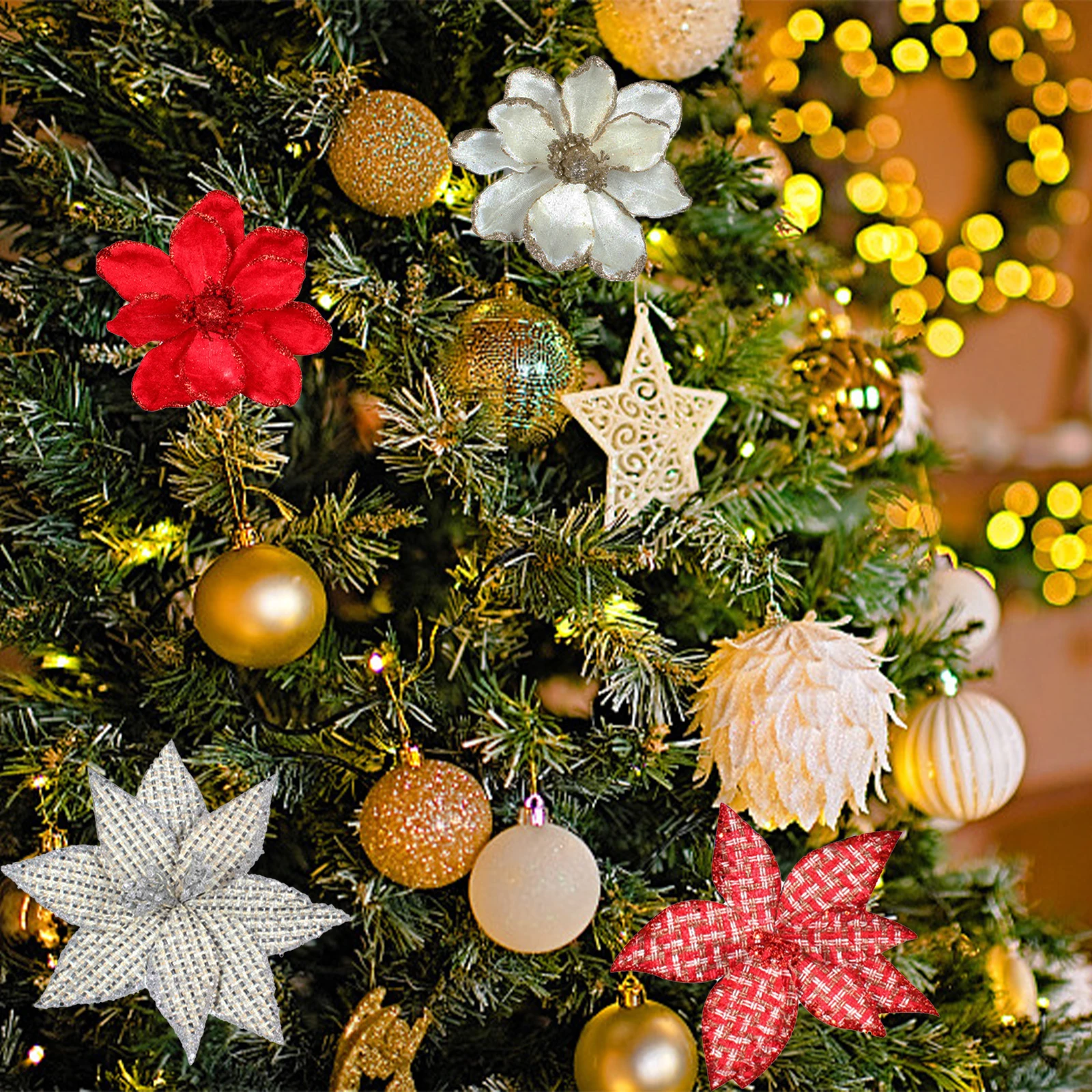 1 BUC Sclipici Artificiale Flori de Craciun Xmas Ornamente pentru Pomul de Crăciun Decoratiuni pentru Casa Petrecere de Anul Nou Cadouri de Crăciun 5