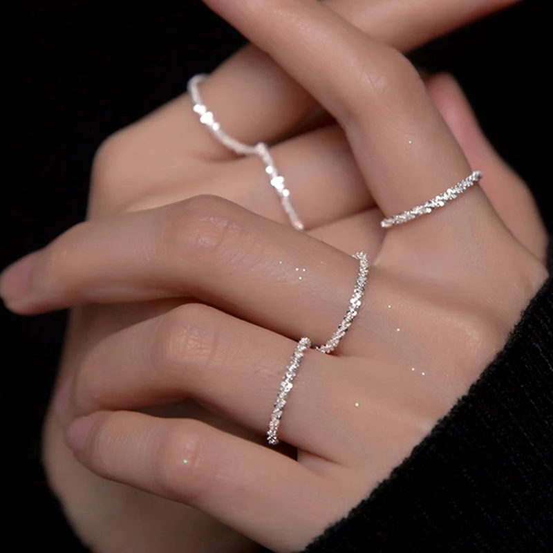 De Moda De Argint Culoare Inel Spumante Pentru Femei Fete Coreeană Stil Simplu, Versatil Decorative Compact Degetul Arătător Inele Bijuterii 0