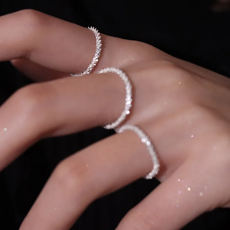 De Moda De Argint Culoare Inel Spumante Pentru Femei Fete Coreeană Stil Simplu, Versatil Decorative Compact Degetul Arătător Inele Bijuterii 2