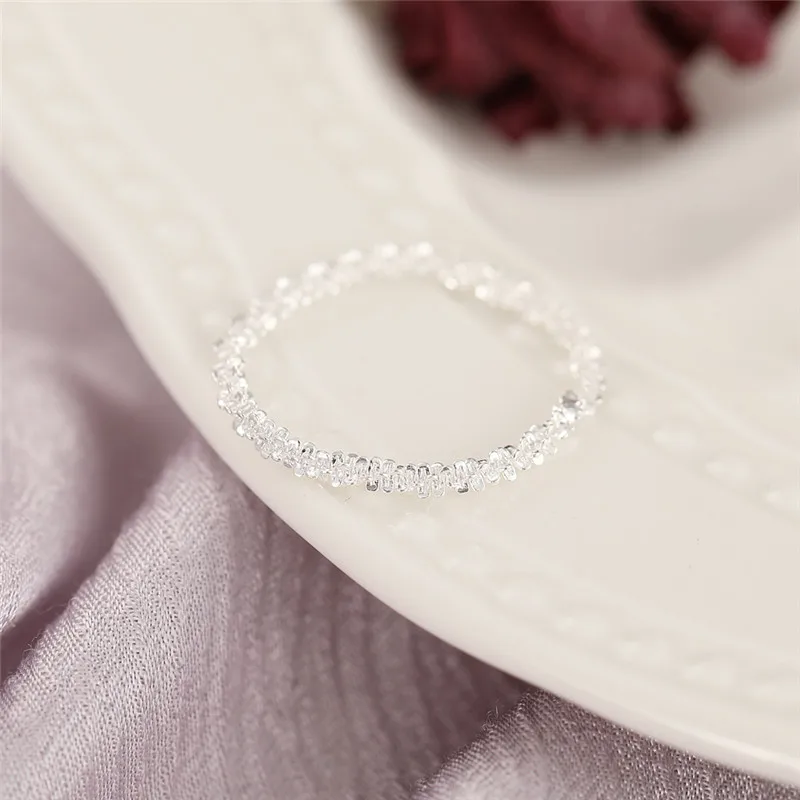 De Moda De Argint Culoare Inel Spumante Pentru Femei Fete Coreeană Stil Simplu, Versatil Decorative Compact Degetul Arătător Inele Bijuterii 4