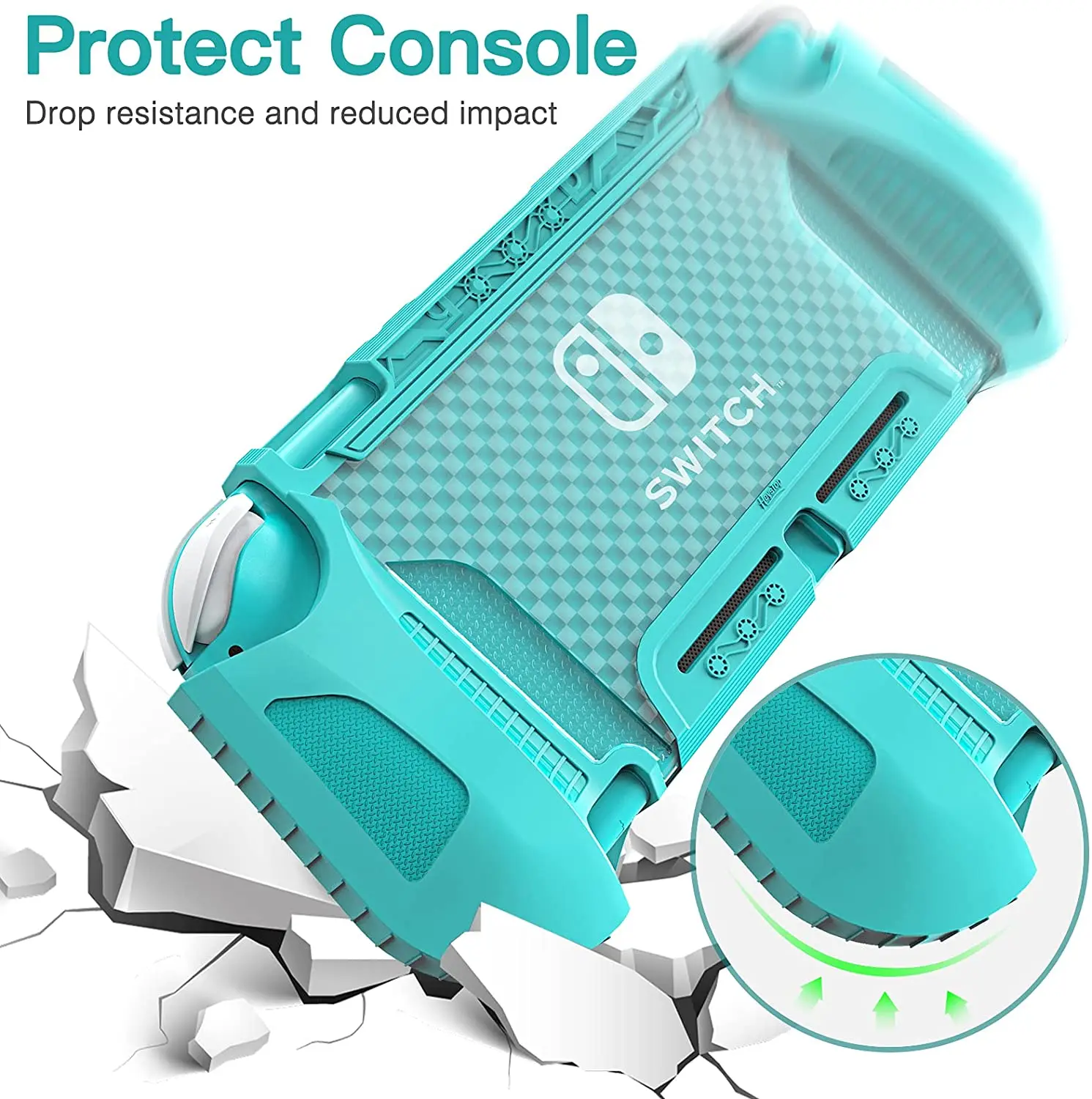 Mooroer Caz pentru Nintendo Comutator Lite, TPU Acoperire cu Anti-Zero/Anti-Praf, Cu Temperat Pahar Ecran Protector și 6Thumb Capac 3