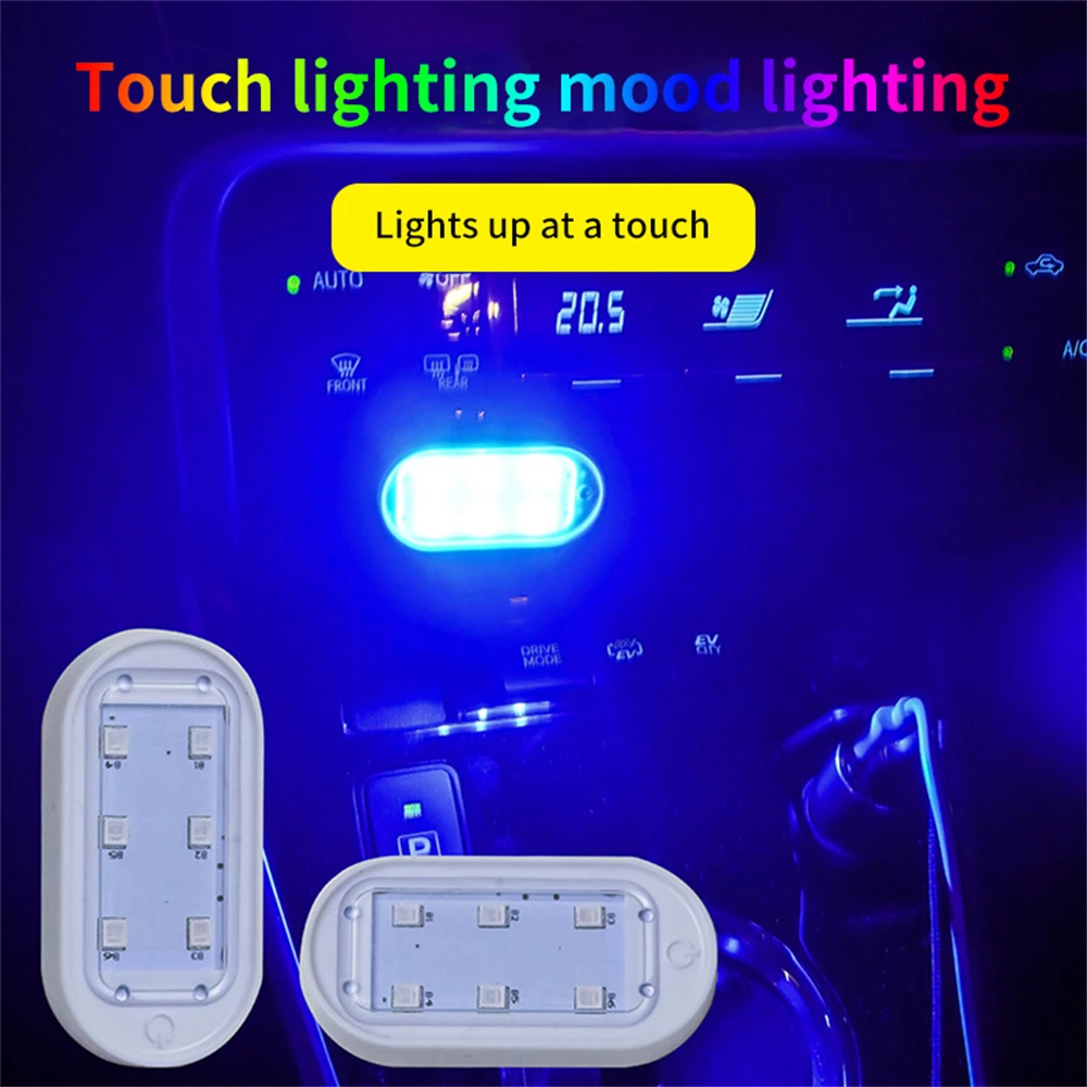 2 BUC baterie Reîncărcabilă LED-uri de Iluminat Interior Auto de Plafon Lumina Acoperiș Lectură Mini Led Touch Lumina habitaclu Magnet de Iluminat 5