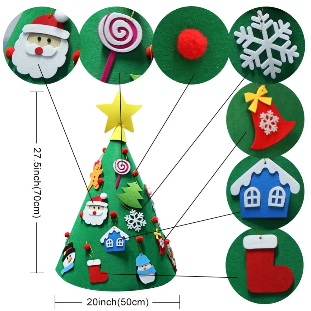OurWarm Decor de Crăciun 2022 Anul Nou 3D DIY Simțit Pom de Crăciun Noutăți Ornament Pentru Copii Cadou de Crăciun de Jucărie Acasă Decor Casa 4