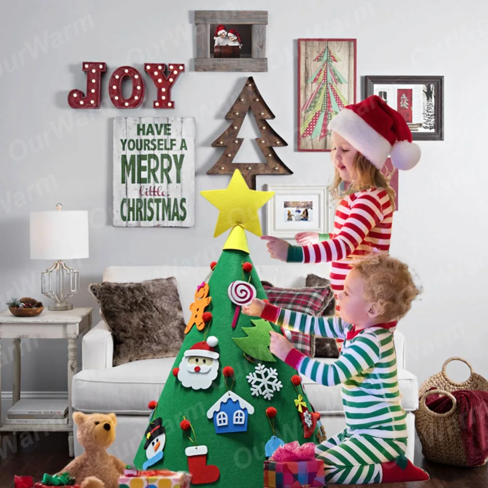 OurWarm Decor de Crăciun 2022 Anul Nou 3D DIY Simțit Pom de Crăciun Noutăți Ornament Pentru Copii Cadou de Crăciun de Jucărie Acasă Decor Casa 5