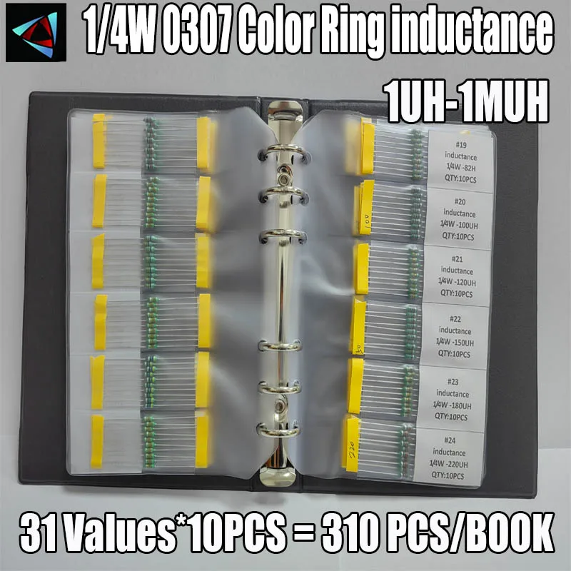 310PCS 1/4W Inductor Sortiment Set 0307 0.25 W Culoare Inel de Inductanță 1UH-1MH 31Values*10buc Inductoare Asortate Set Kit de Carte 0